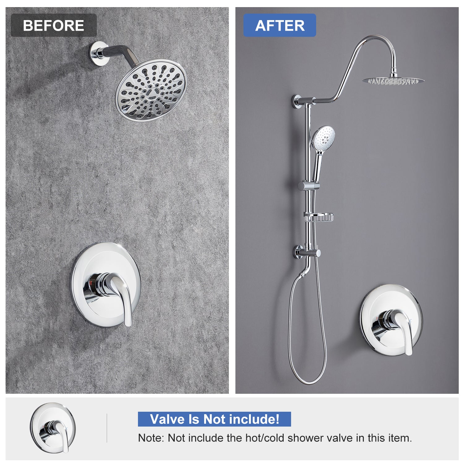 Système de douche avec pomme de douche à effet pluie et douche à main RX2001