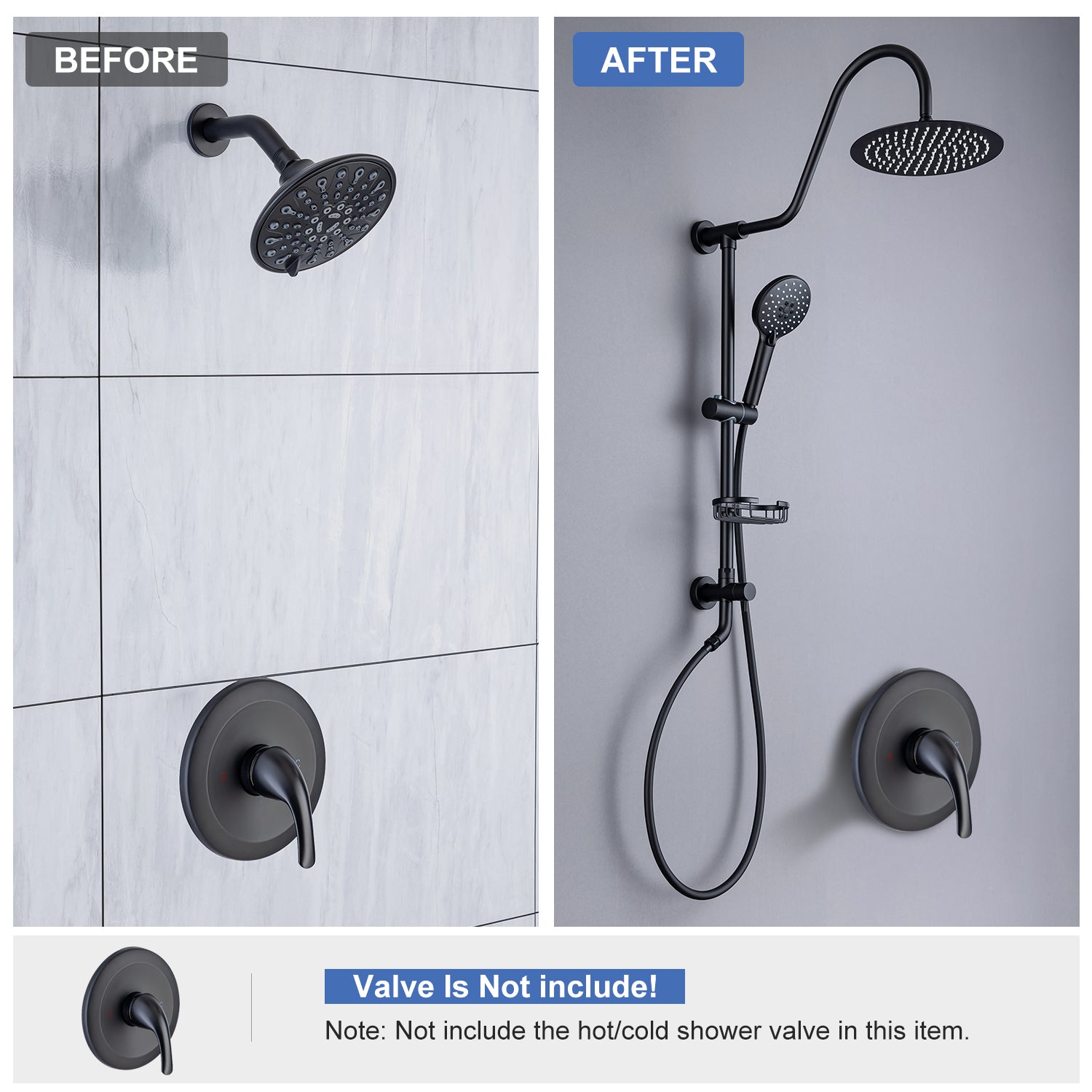 Système de douche avec pomme de douche à effet pluie et douche à main RX2001