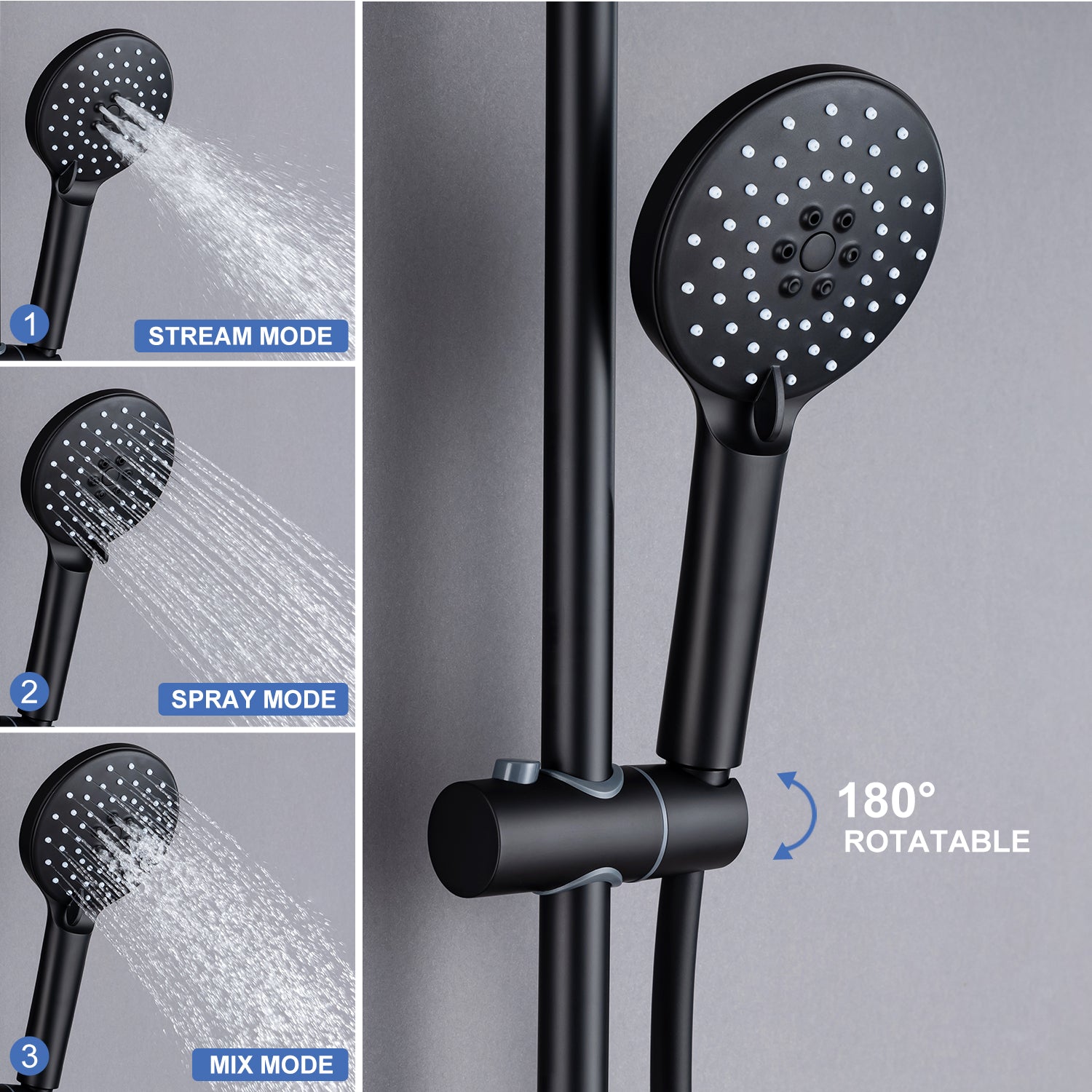 Système de douche avec pomme de douche à effet pluie et douche à main RX2001