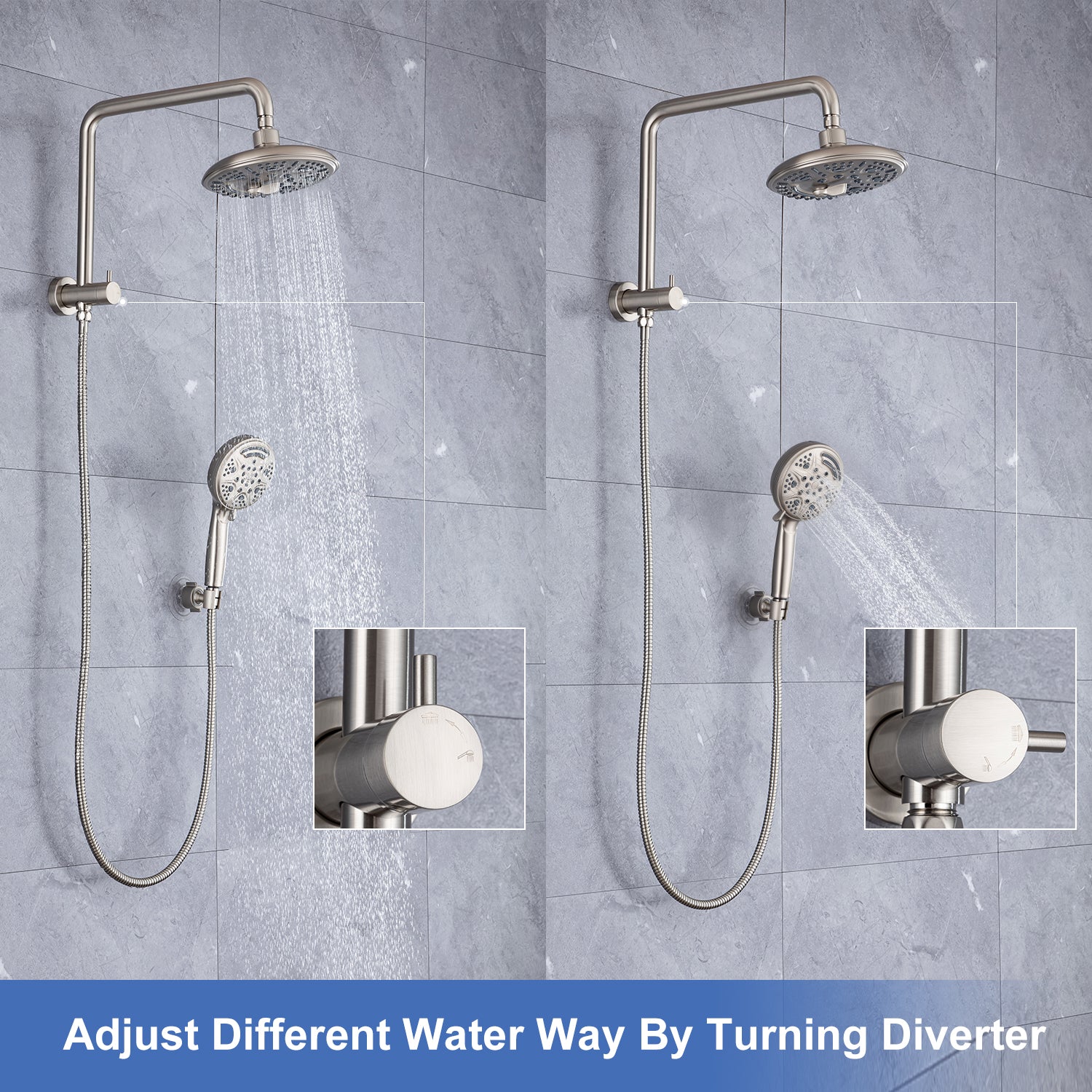 Shower System with Rain Shower Head and Handheld Shower (S2003)