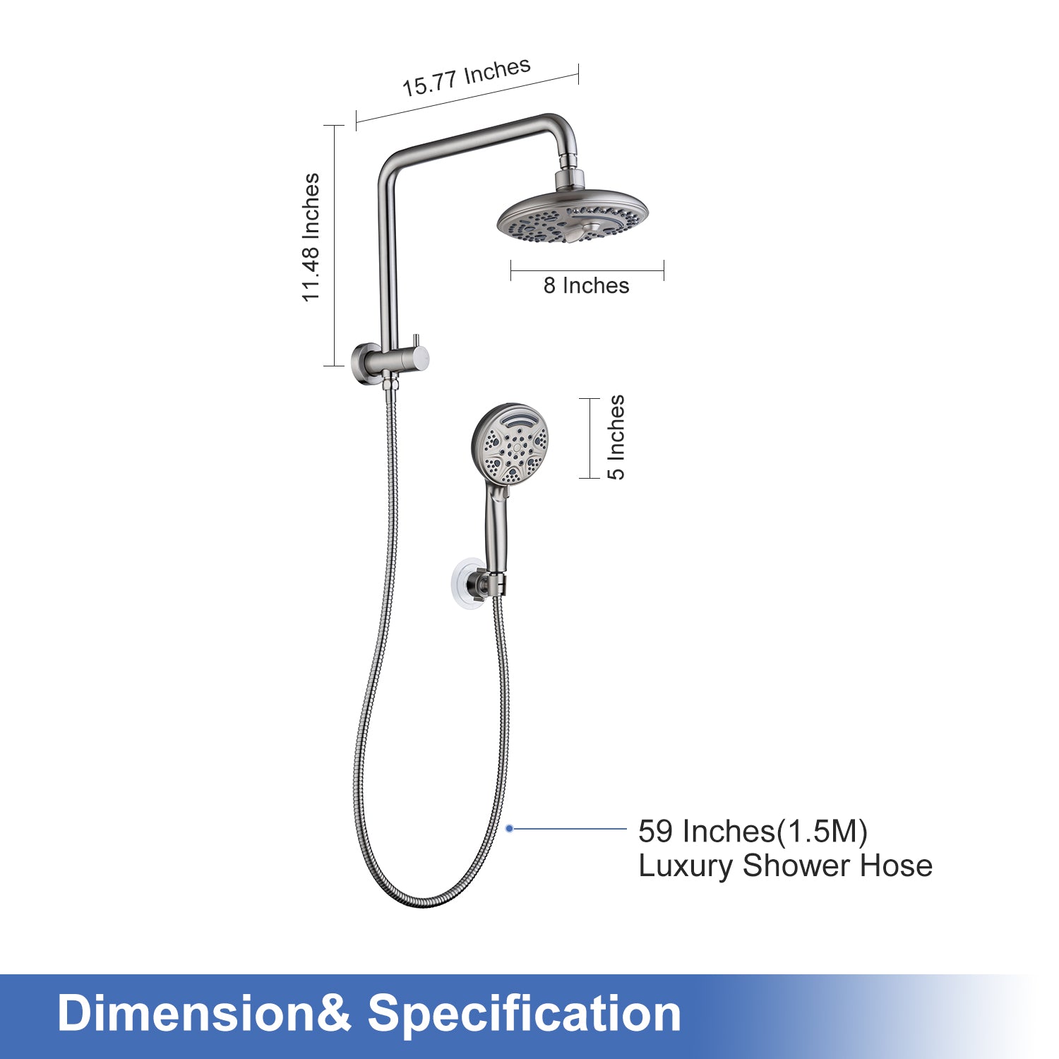 Shower System with Rain Shower Head and Handheld Shower (S2003)