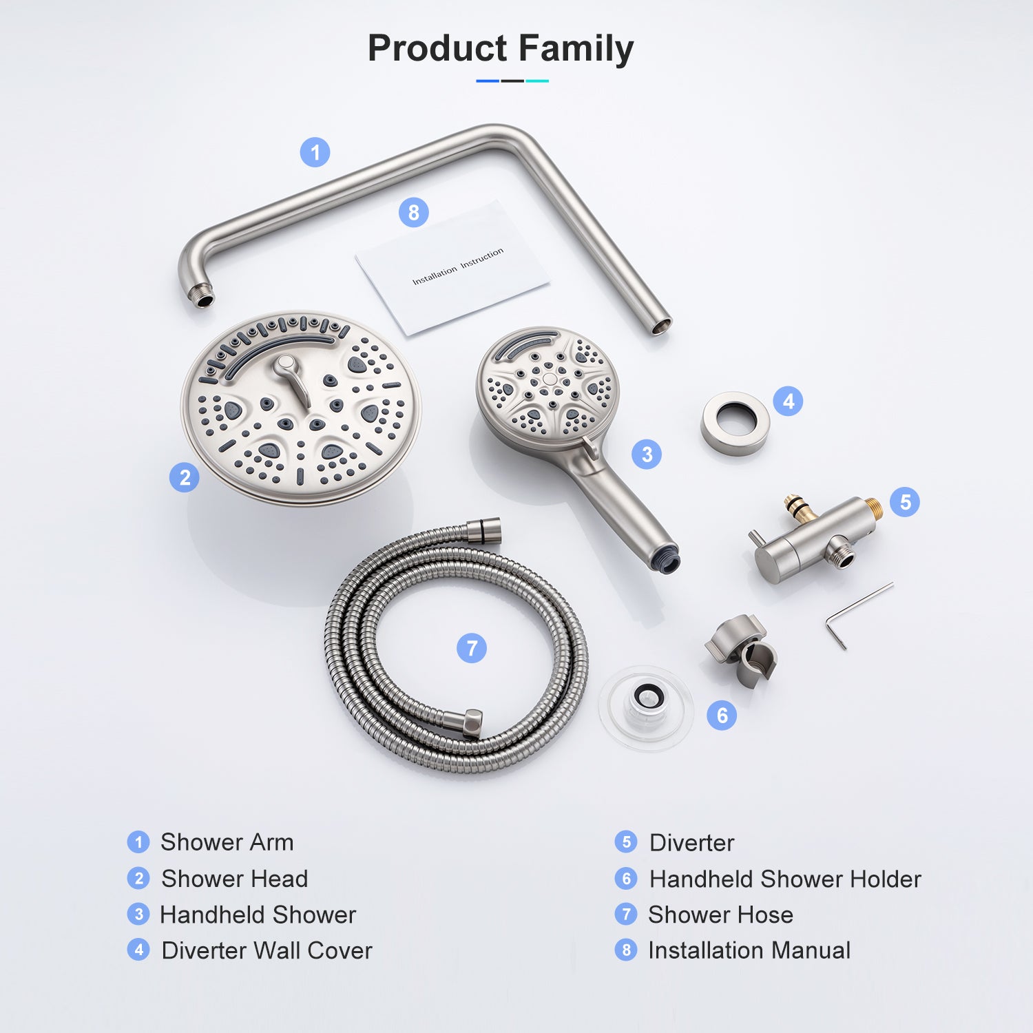 Shower System with Rain Shower Head and Handheld Shower (S2003)