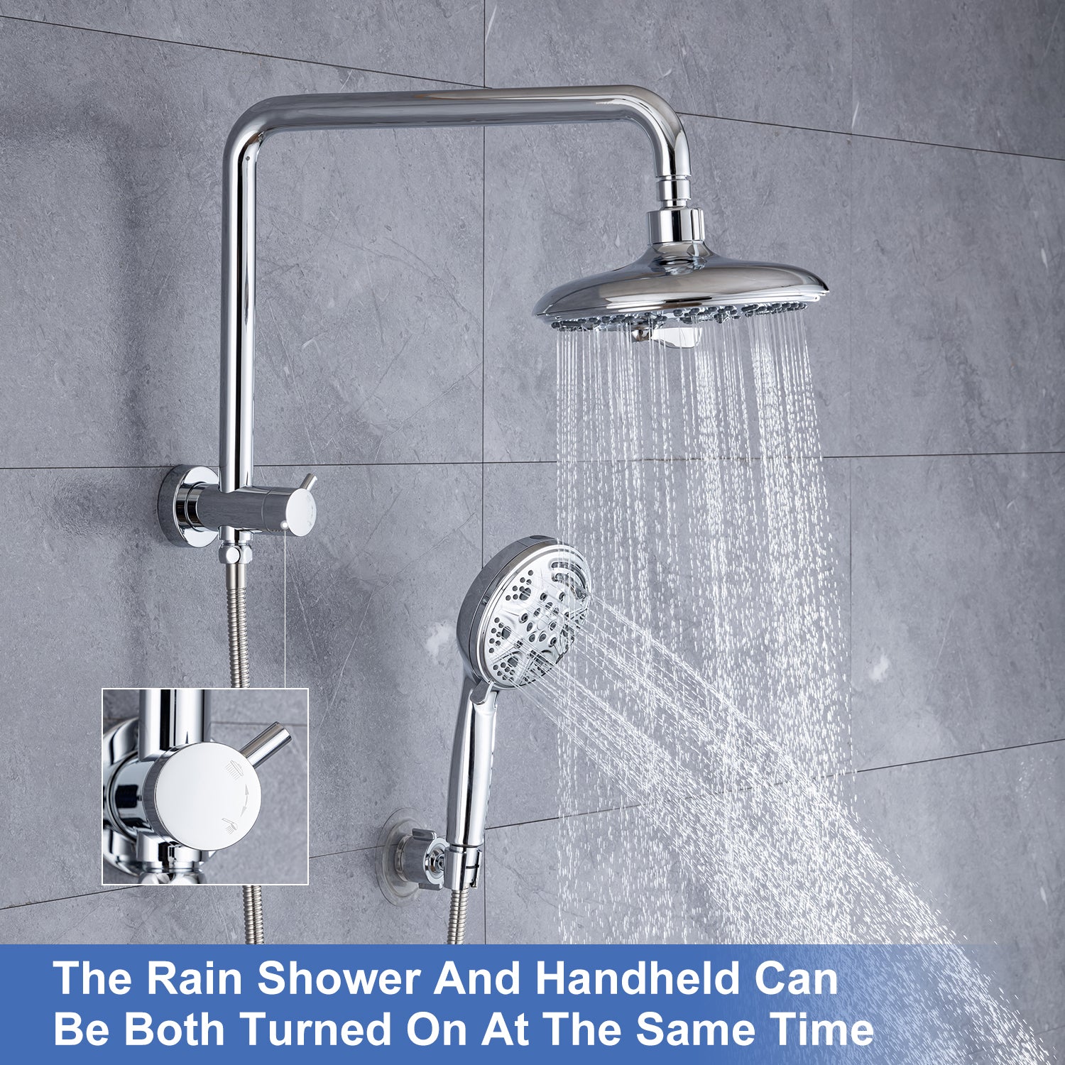 Shower System with Rain Shower Head and Handheld Shower (S2003)