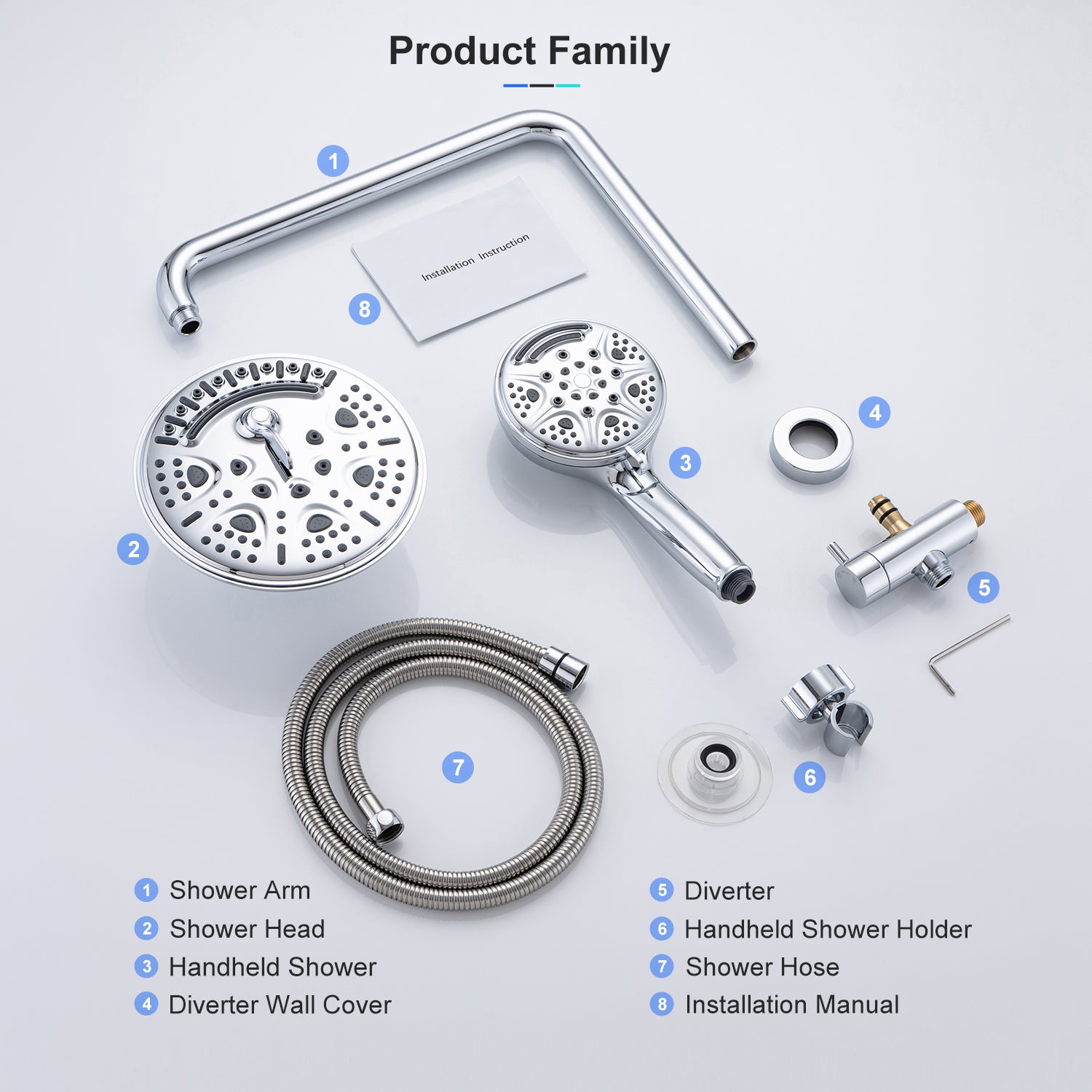 Shower System with Rain Shower Head and Handheld Shower (S2003)