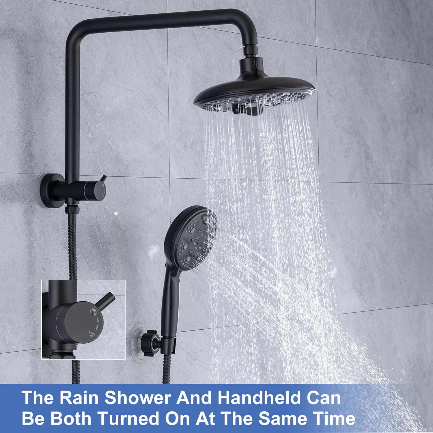 Shower System with Rain Shower Head and Handheld Shower (S2003)