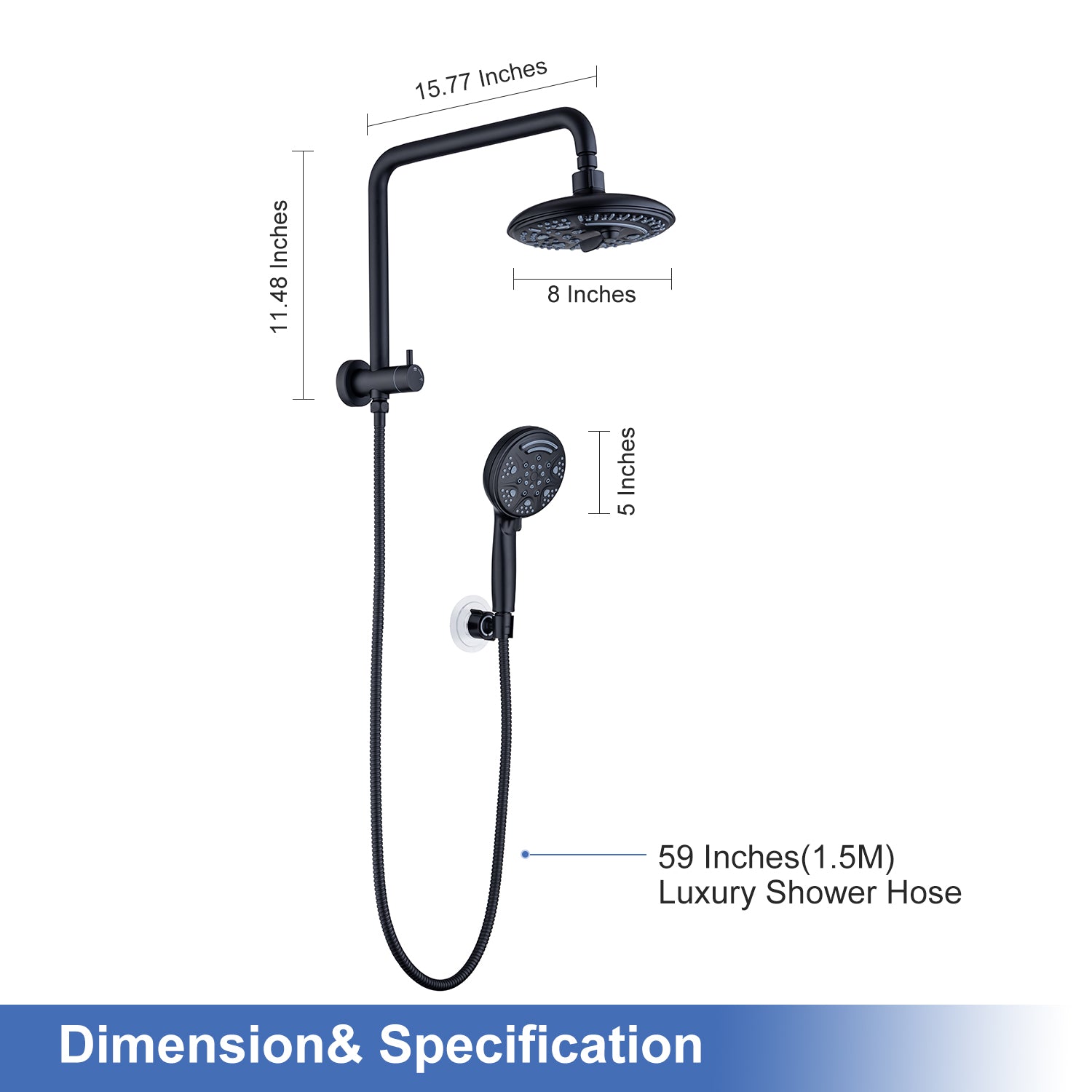 Shower System with Rain Shower Head and Handheld Shower (S2003)