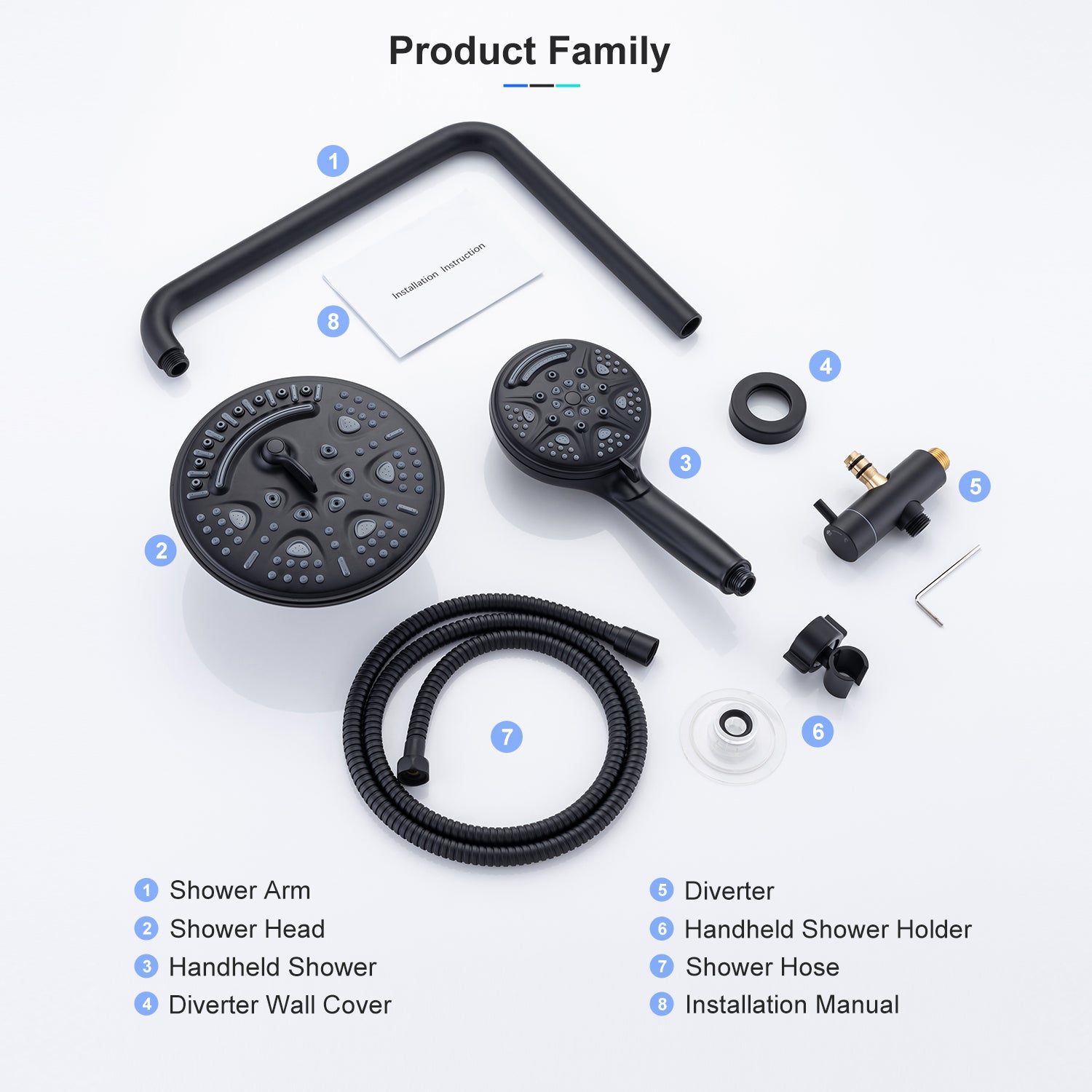 Shower System with Rain Shower Head and Handheld Shower (S2003)