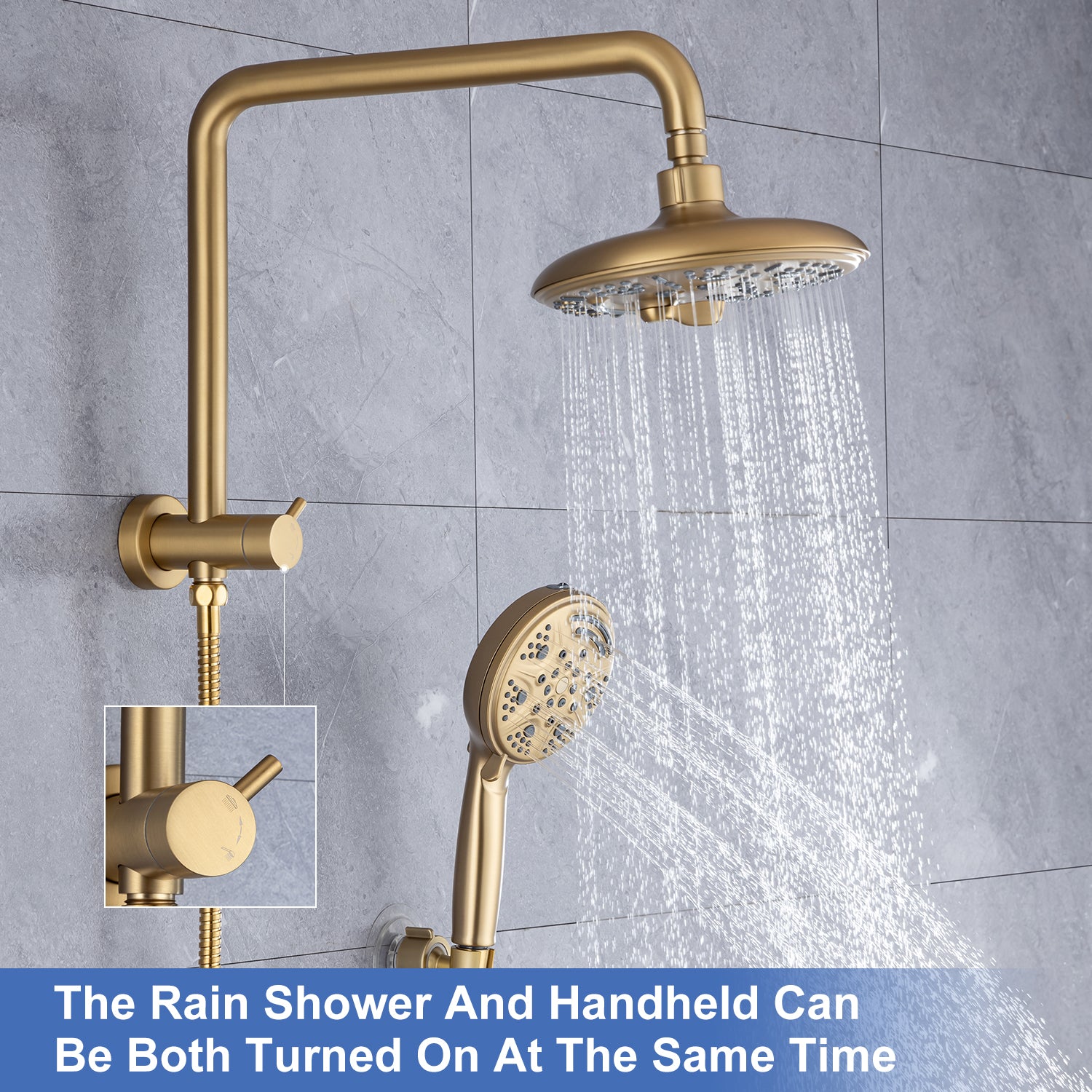 Shower System with Rain Shower Head and Handheld Shower (S2003)