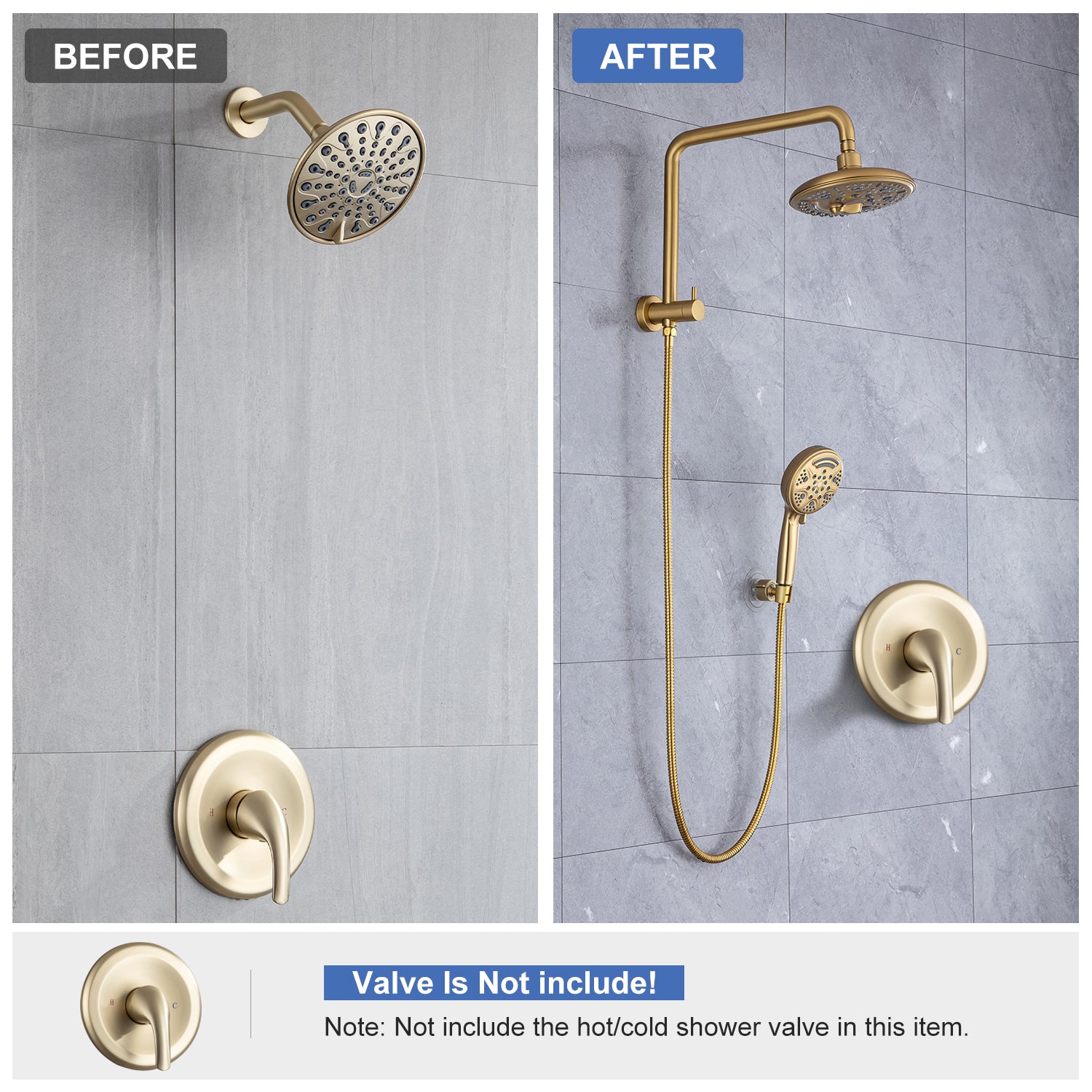 Shower System with Rain Shower Head and Handheld Shower (S2003)