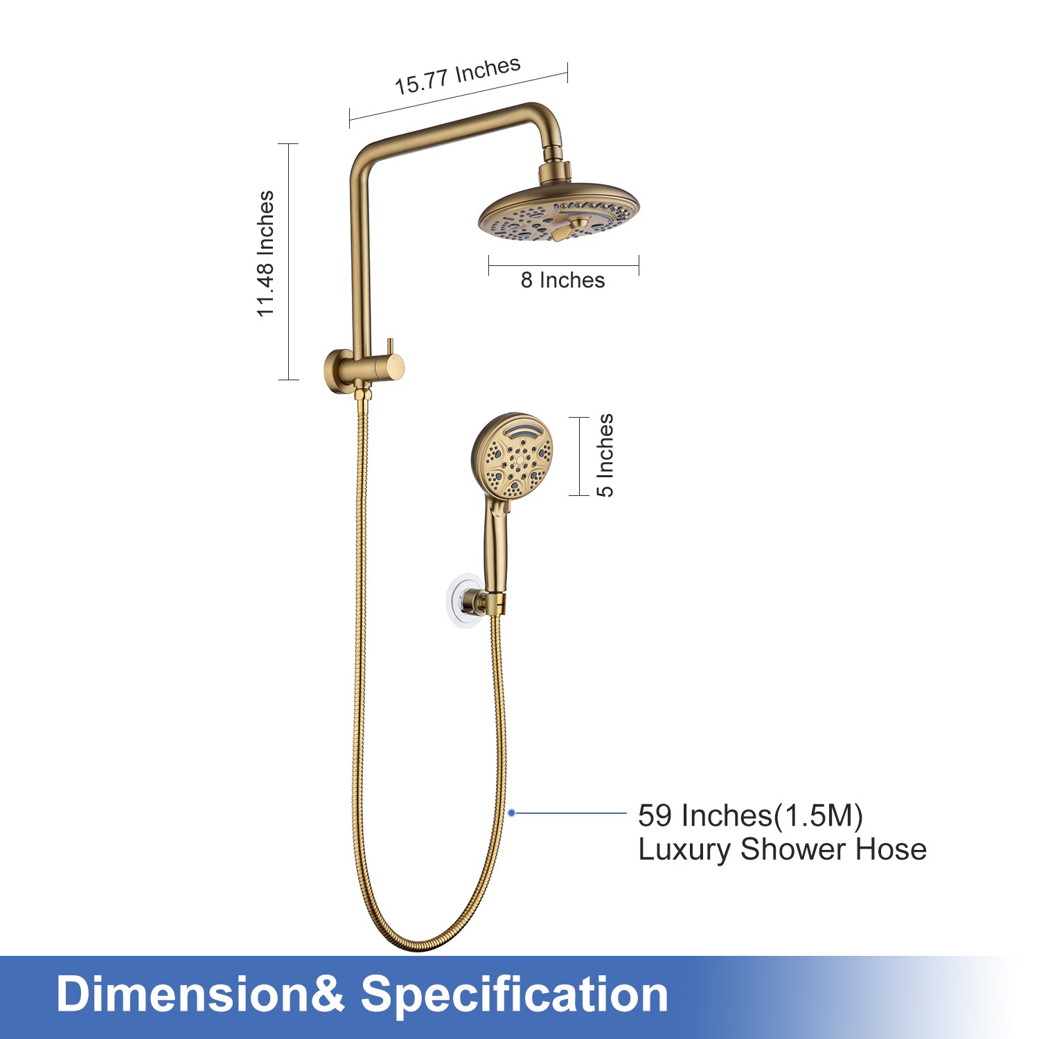 Shower System with Rain Shower Head and Handheld Shower (S2003)