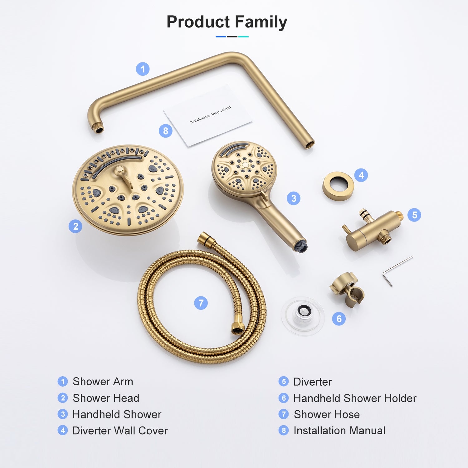 Shower System with Rain Shower Head and Handheld Shower (S2003)