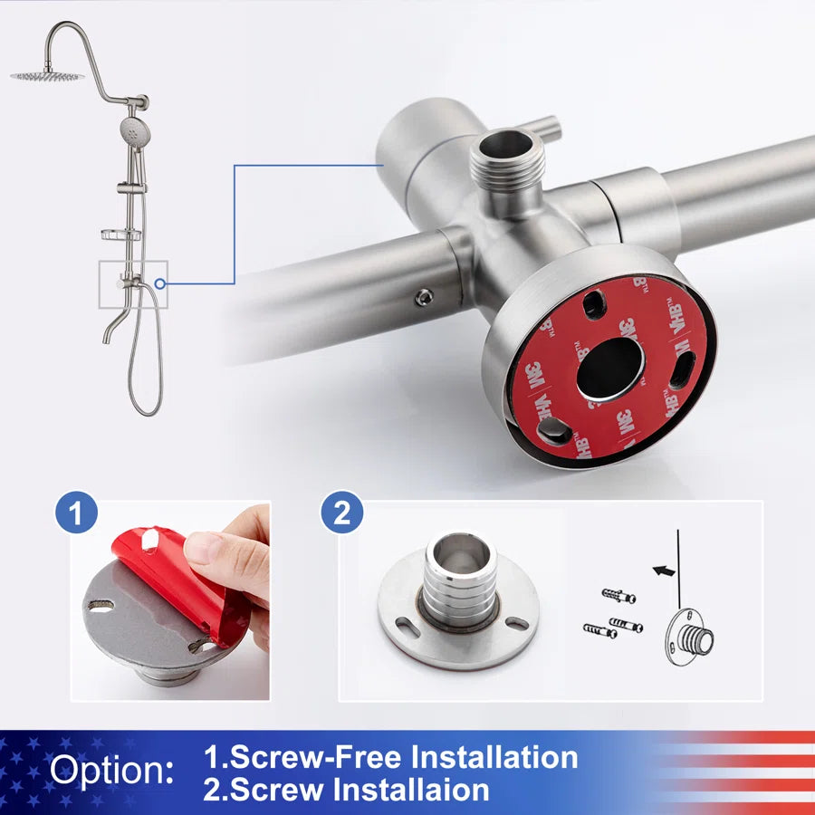 RAINLEX Shower System with Rain Shower Head, Handheld Shower and Tub Spout