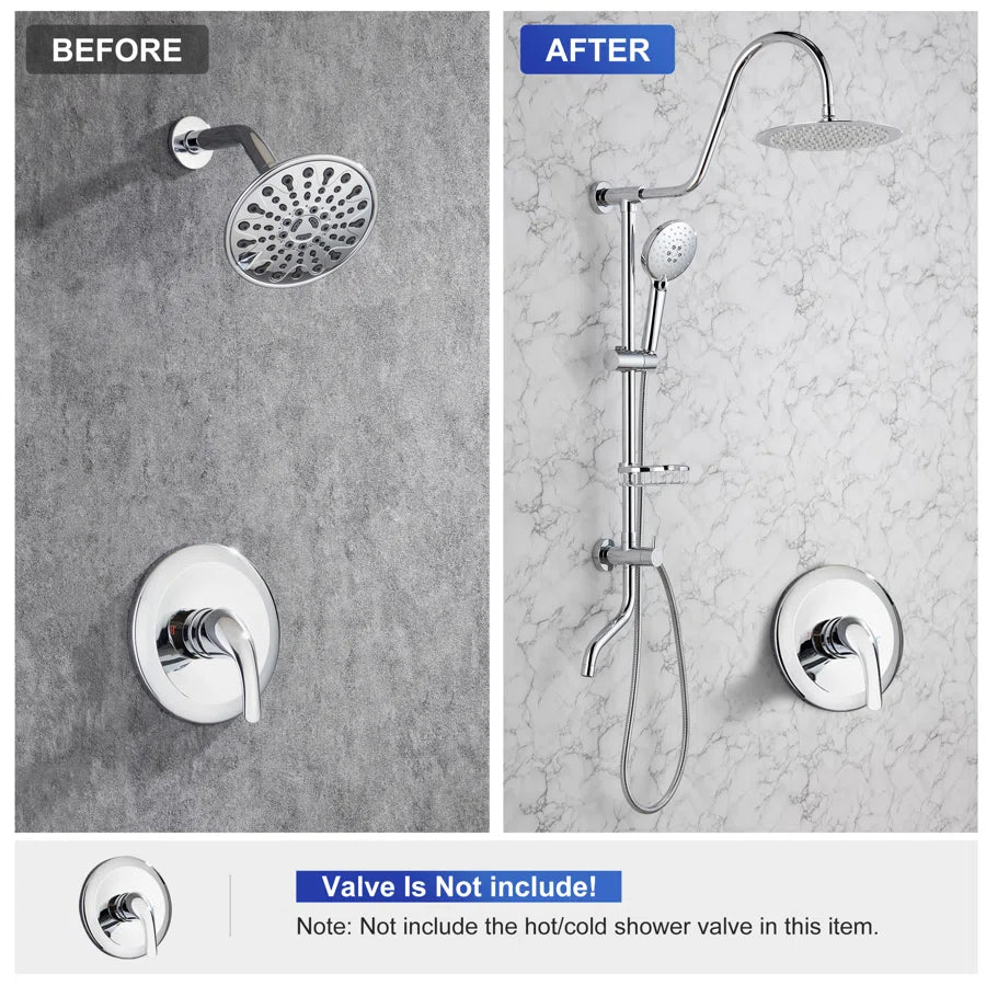 RAINLEX Shower System with Rain Shower Head, Handheld Shower and Tub Spout