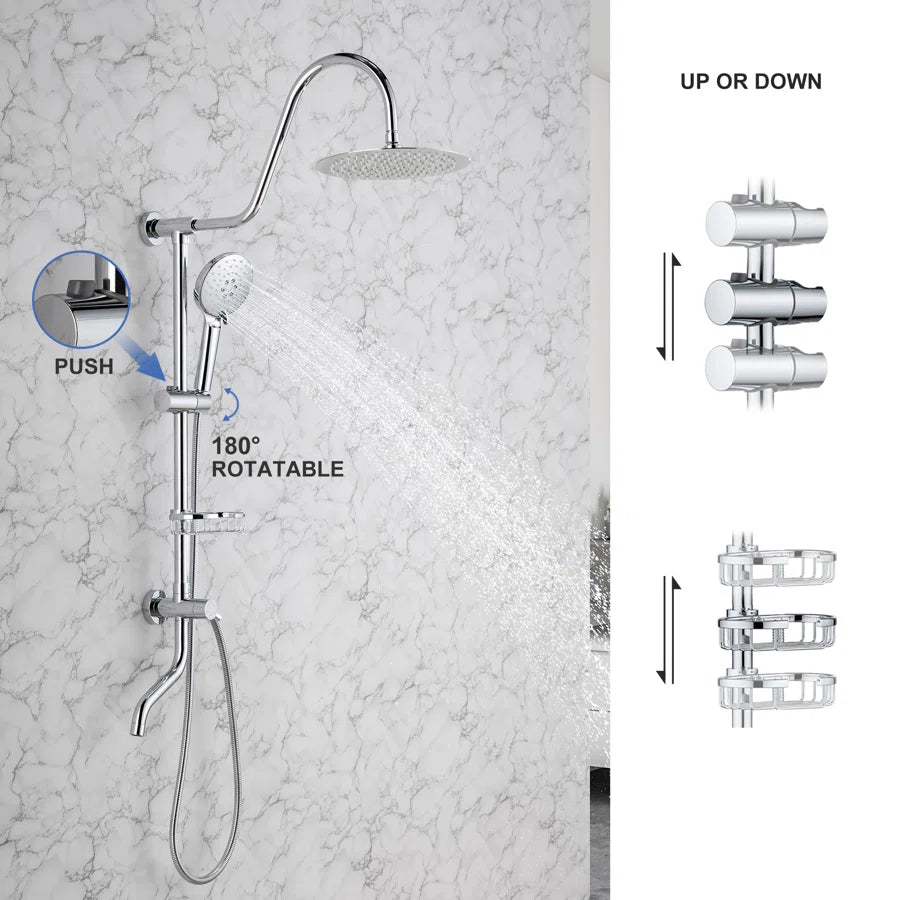 RAINLEX Shower System with Rain Shower Head, Handheld Shower and Tub Spout