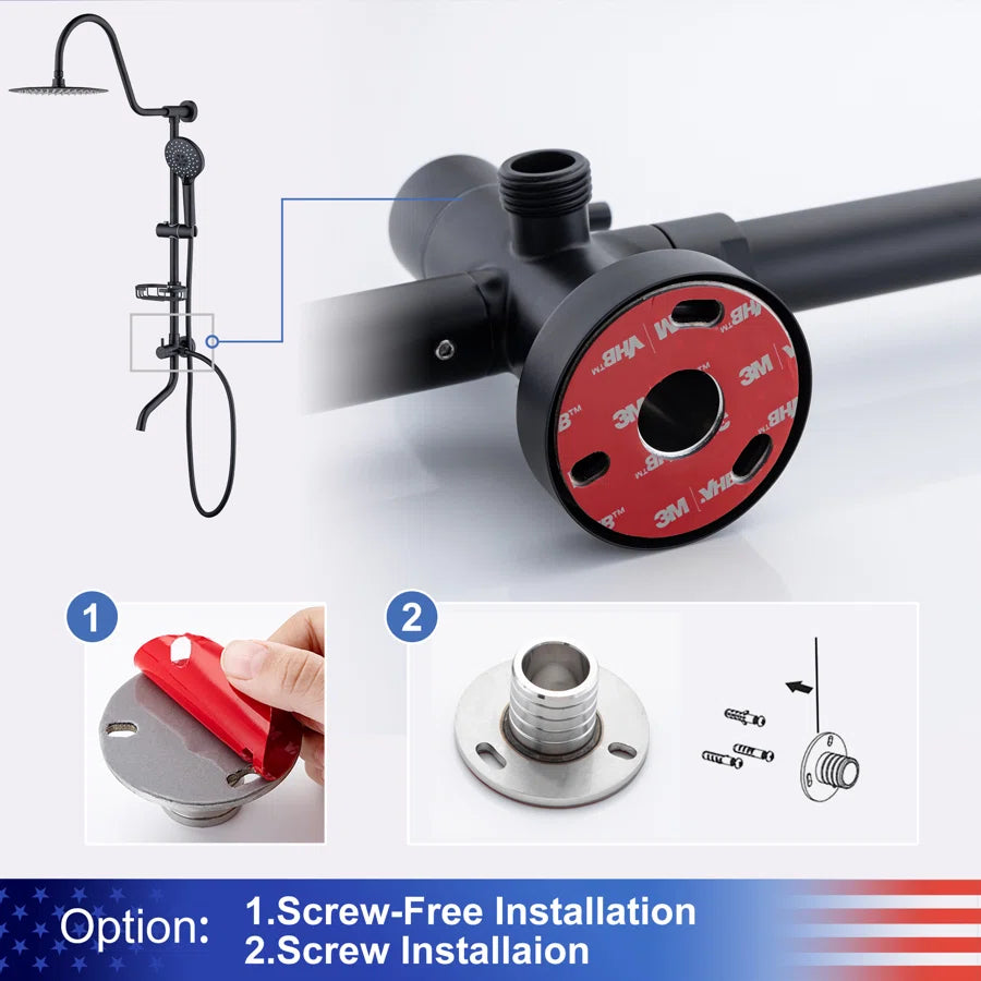 RAINLEX Shower System with Rain Shower Head, Handheld Shower and Tub Spout