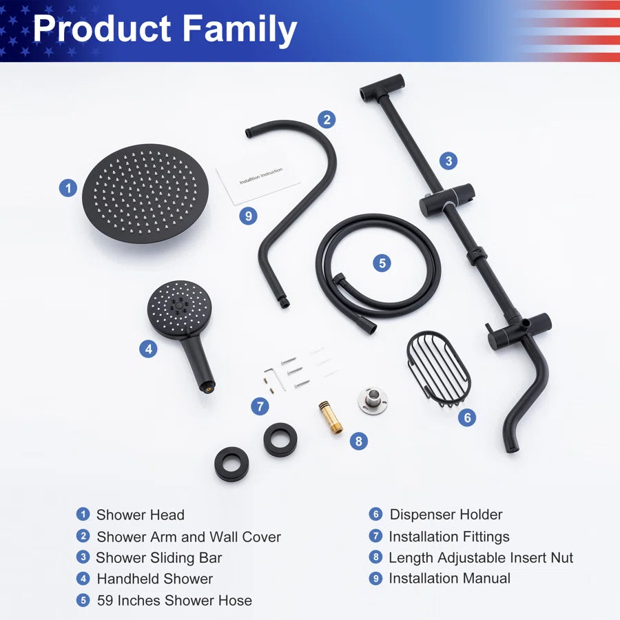 RAINLEX Shower System with Rain Shower Head, Handheld Shower and Tub Spout