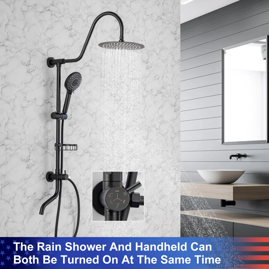 RAINLEX Shower System with Rain Shower Head, Handheld Shower and Tub Spout