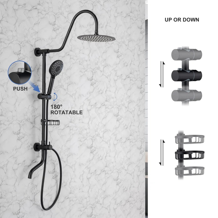 RAINLEX Shower System with Rain Shower Head, Handheld Shower and Tub Spout