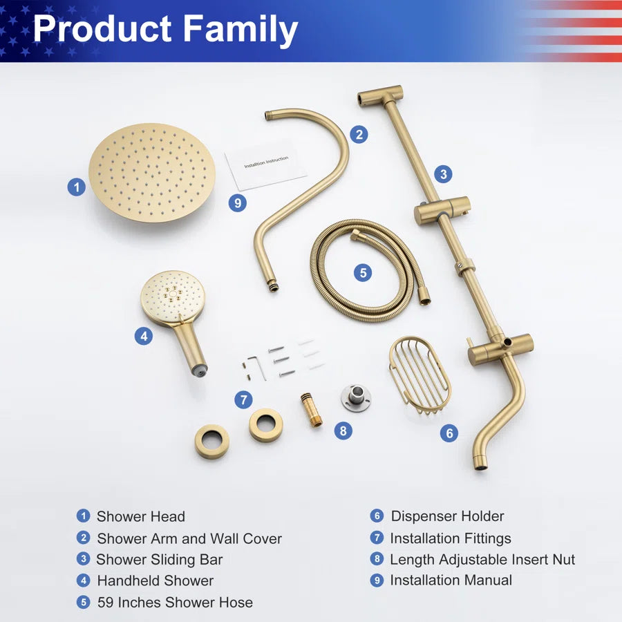 RAINLEX Shower System with Rain Shower Head, Handheld Shower and Tub Spout