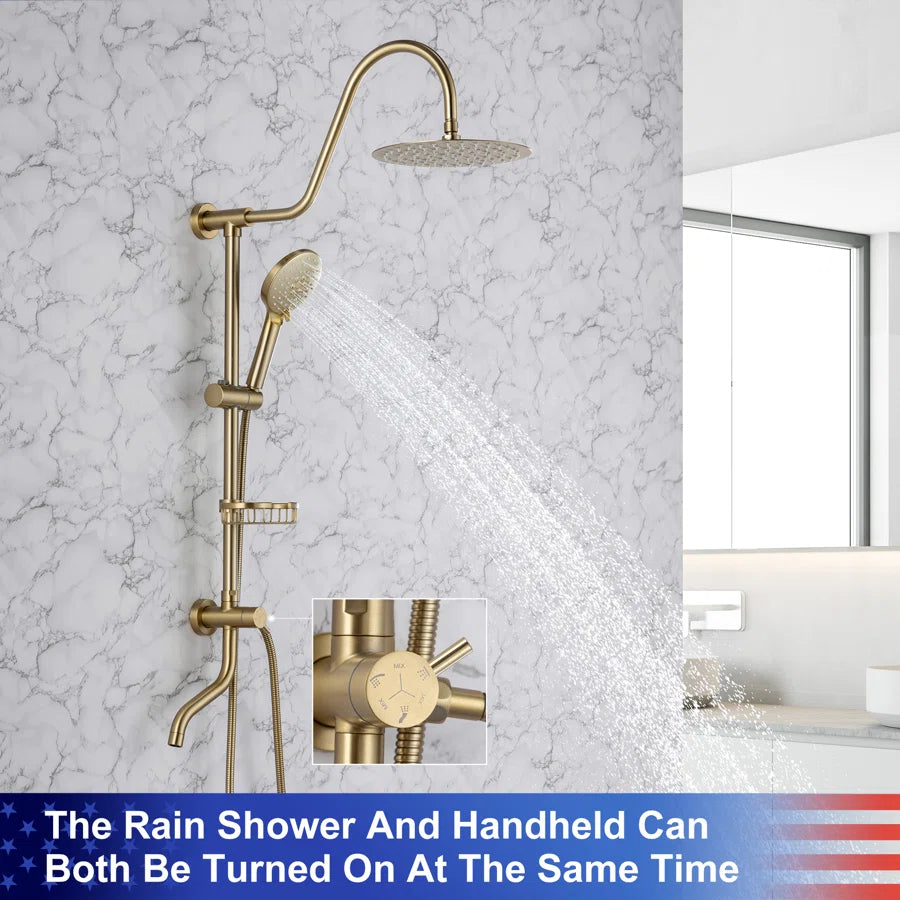 RAINLEX Shower System with Rain Shower Head, Handheld Shower and Tub Spout