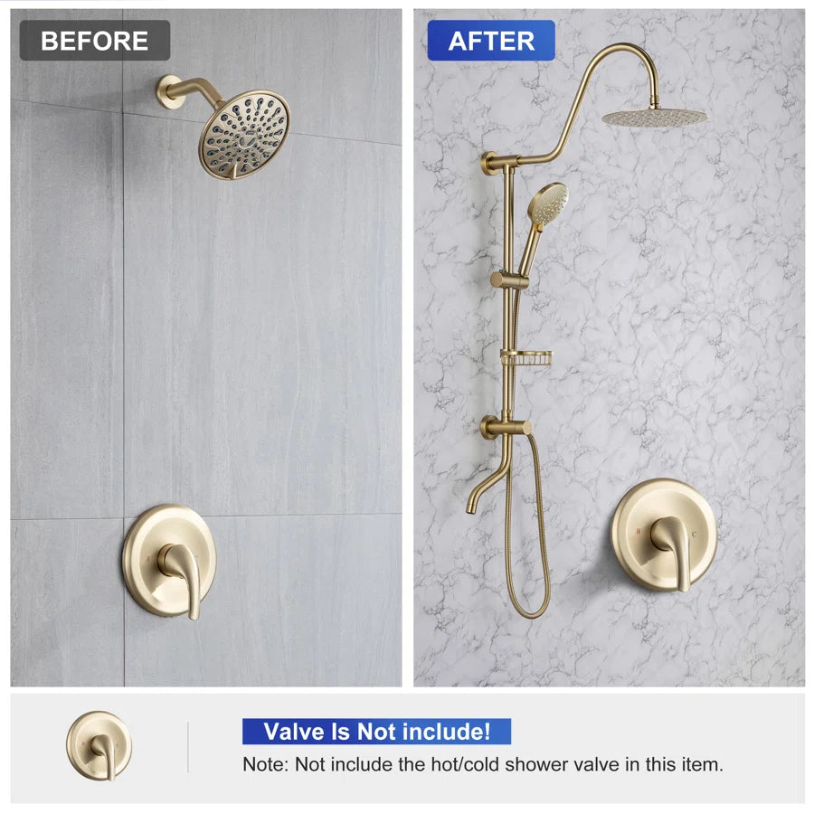 RAINLEX Shower System with Rain Shower Head, Handheld Shower and Tub Spout