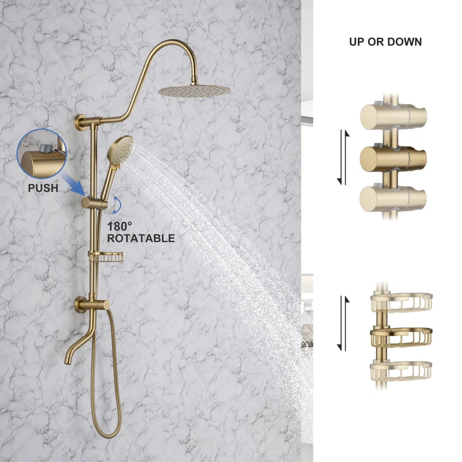 RAINLEX Shower System with Rain Shower Head, Handheld Shower and Tub Spout