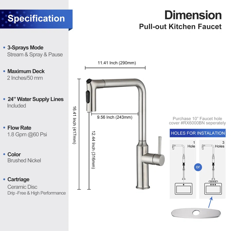 Single-Handle Pull-Down Kitchen Faucet (S6013)