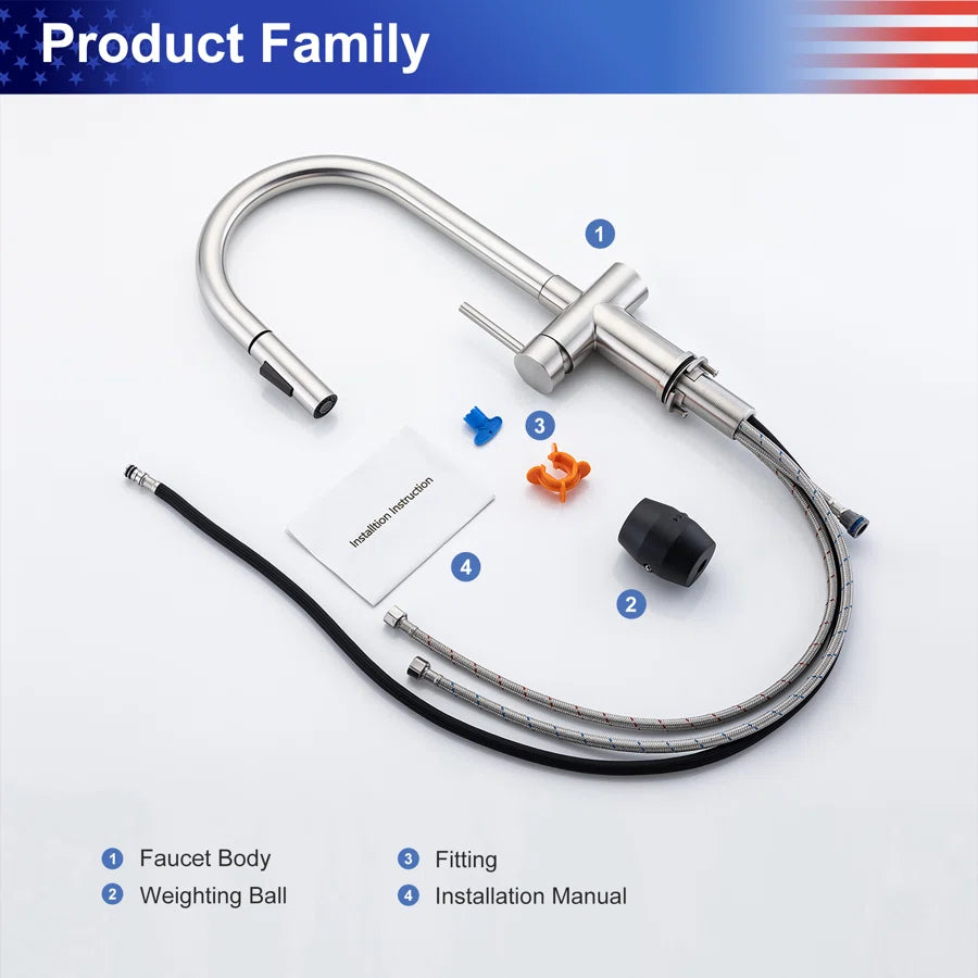 RAINLEX Single-Handle Pull-Down Kitchen Faucet (S6014)