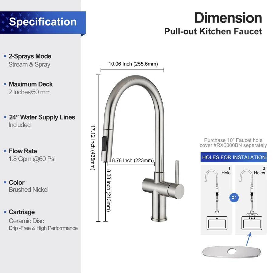 RAINLEX Single-Handle Pull-Down Kitchen Faucet (S6014)