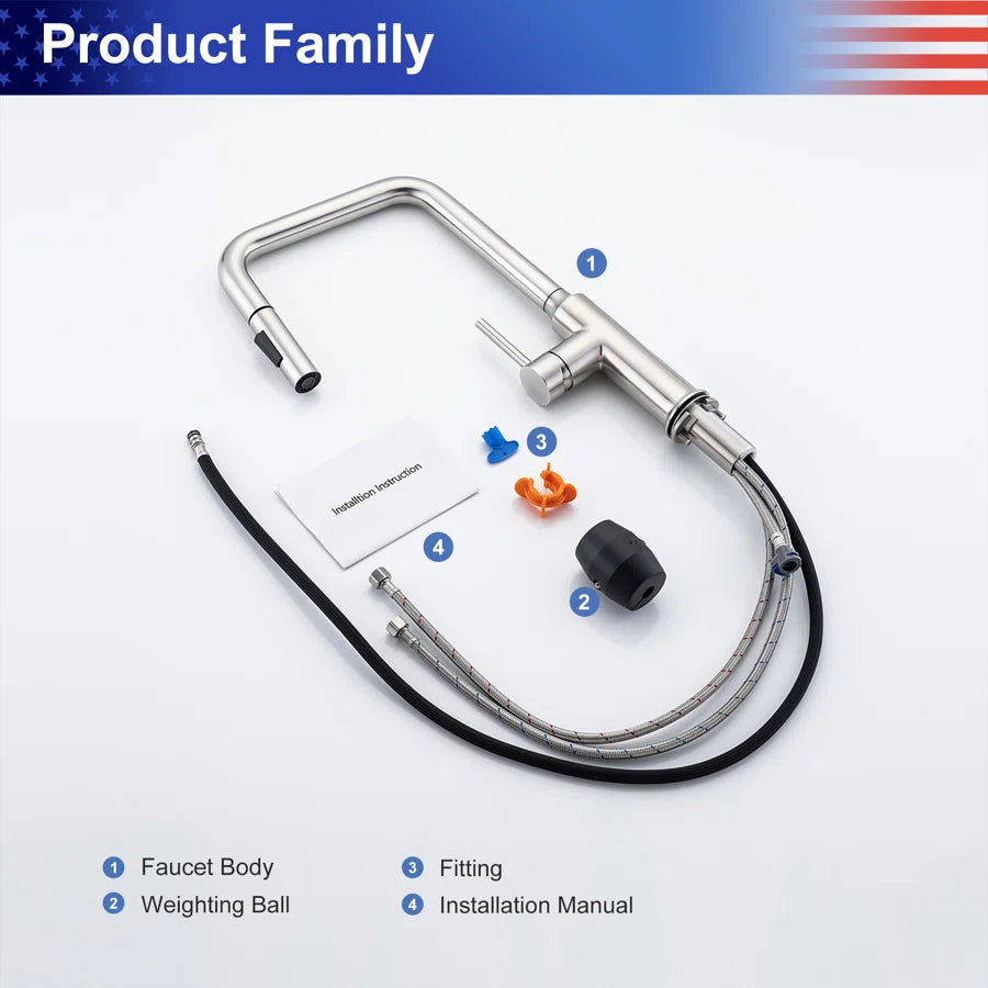 RAINLEX Single-Handle Pull-Down Kitchen Faucet (S6017)