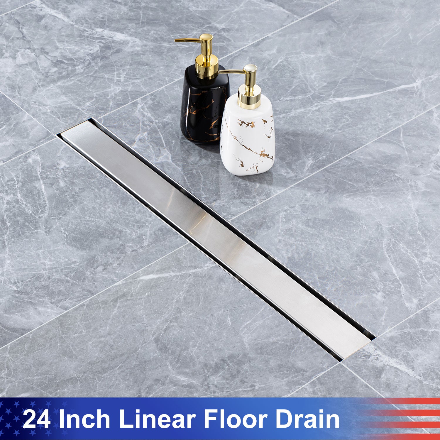 Drain de douche à grille linéaire de 24 po de largeur RX7001-24