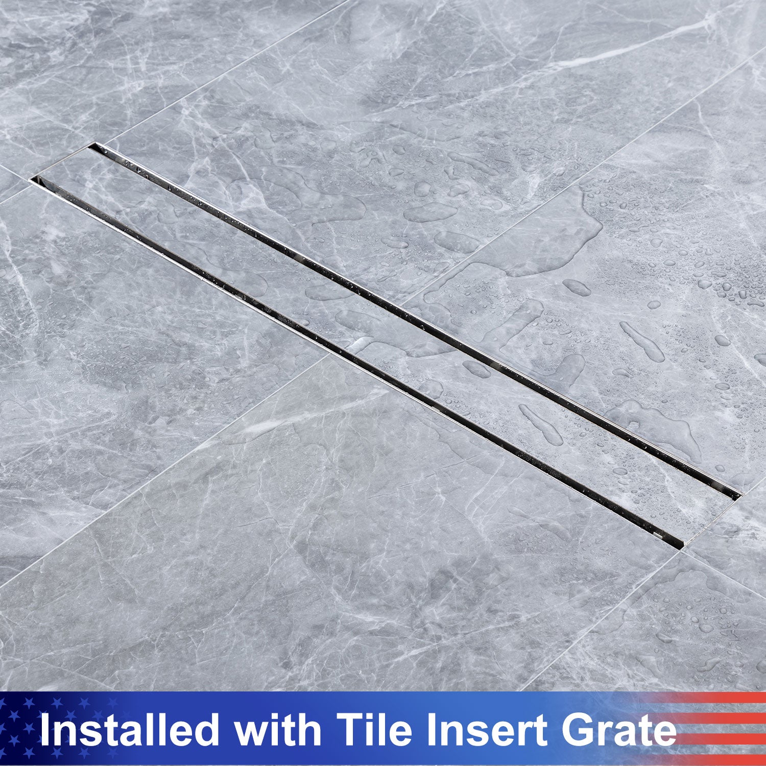 24" Linear Grid Shower Drain, Chrome