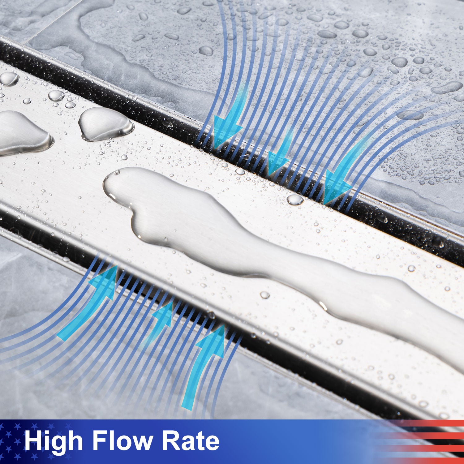 24" Linear Grid Shower Drain, Chrome