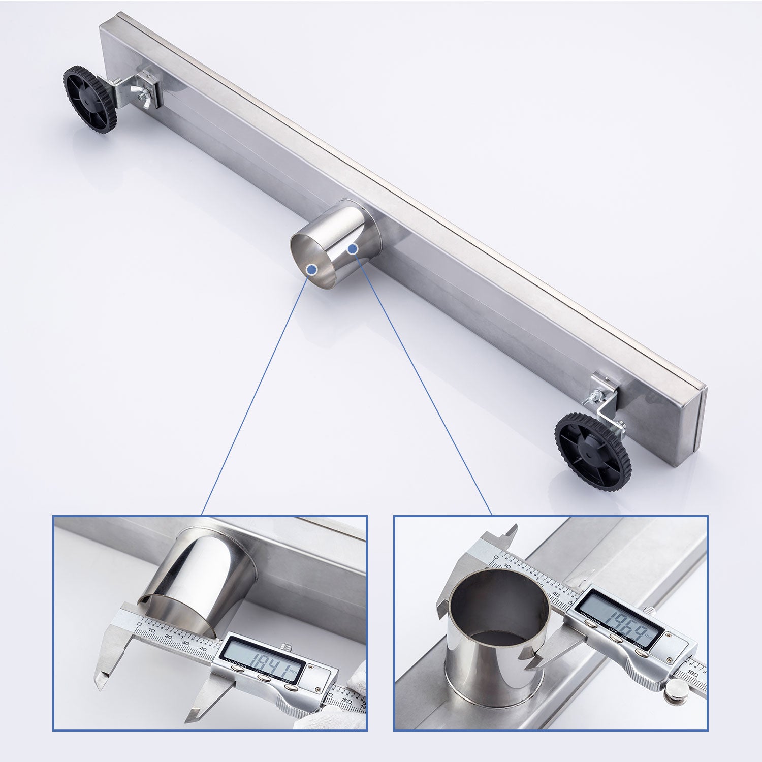 24" Linear Grid Shower Drain, Chrome