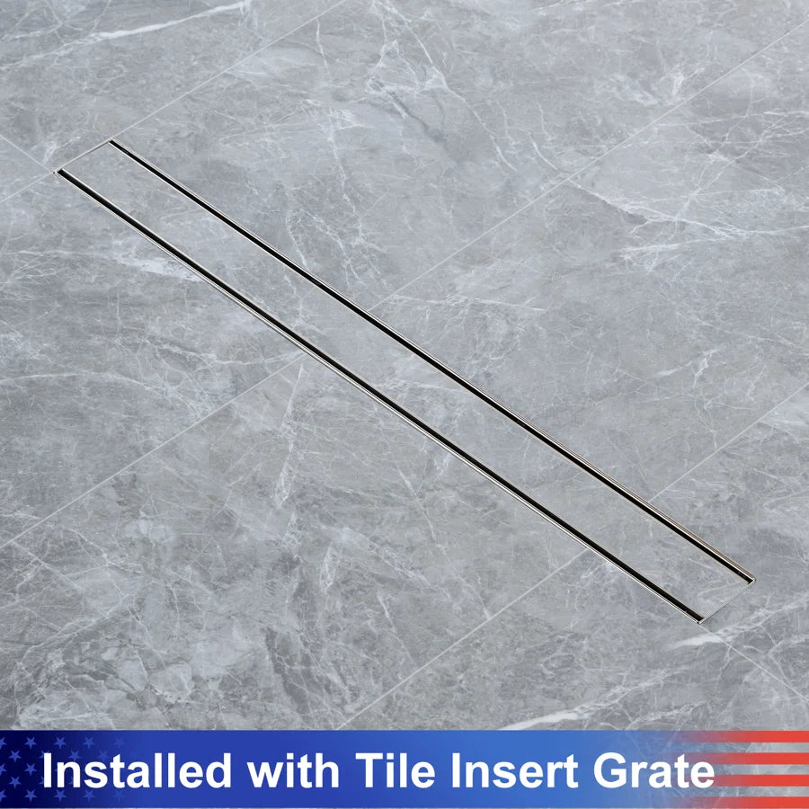 28" Linear Grid Shower Drain, Chrome