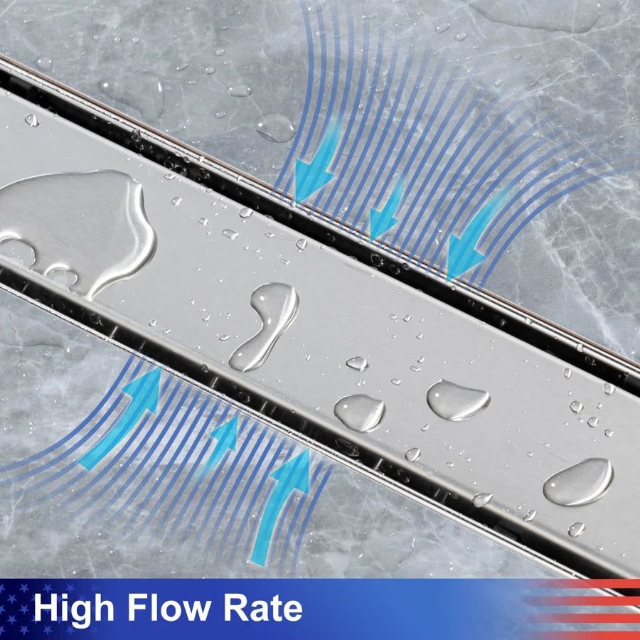 28" Linear Grid Shower Drain, Chrome