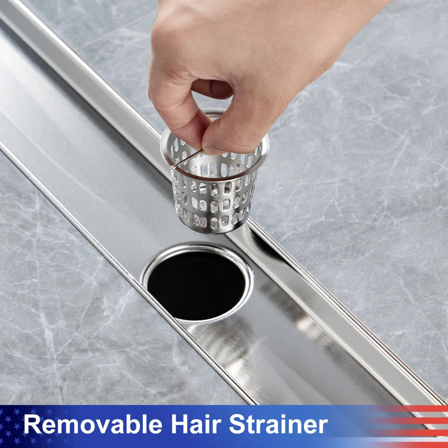 28" Linear Grid Shower Drain, Chrome