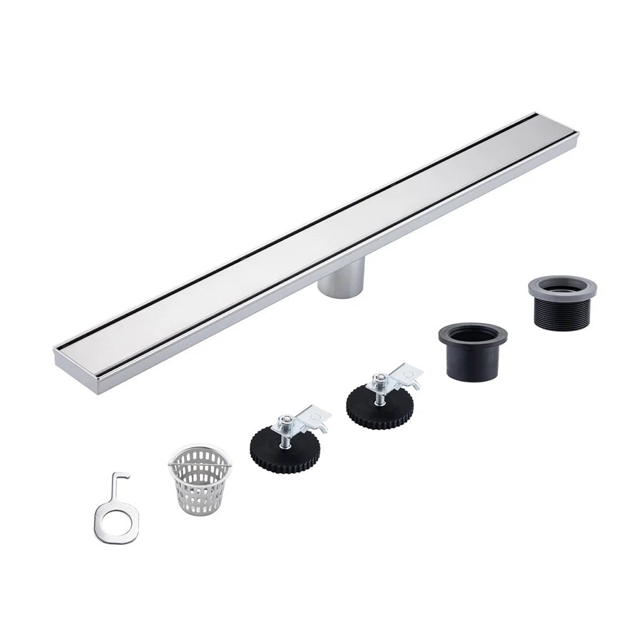 28" Linear Grid Shower Drain, Chrome