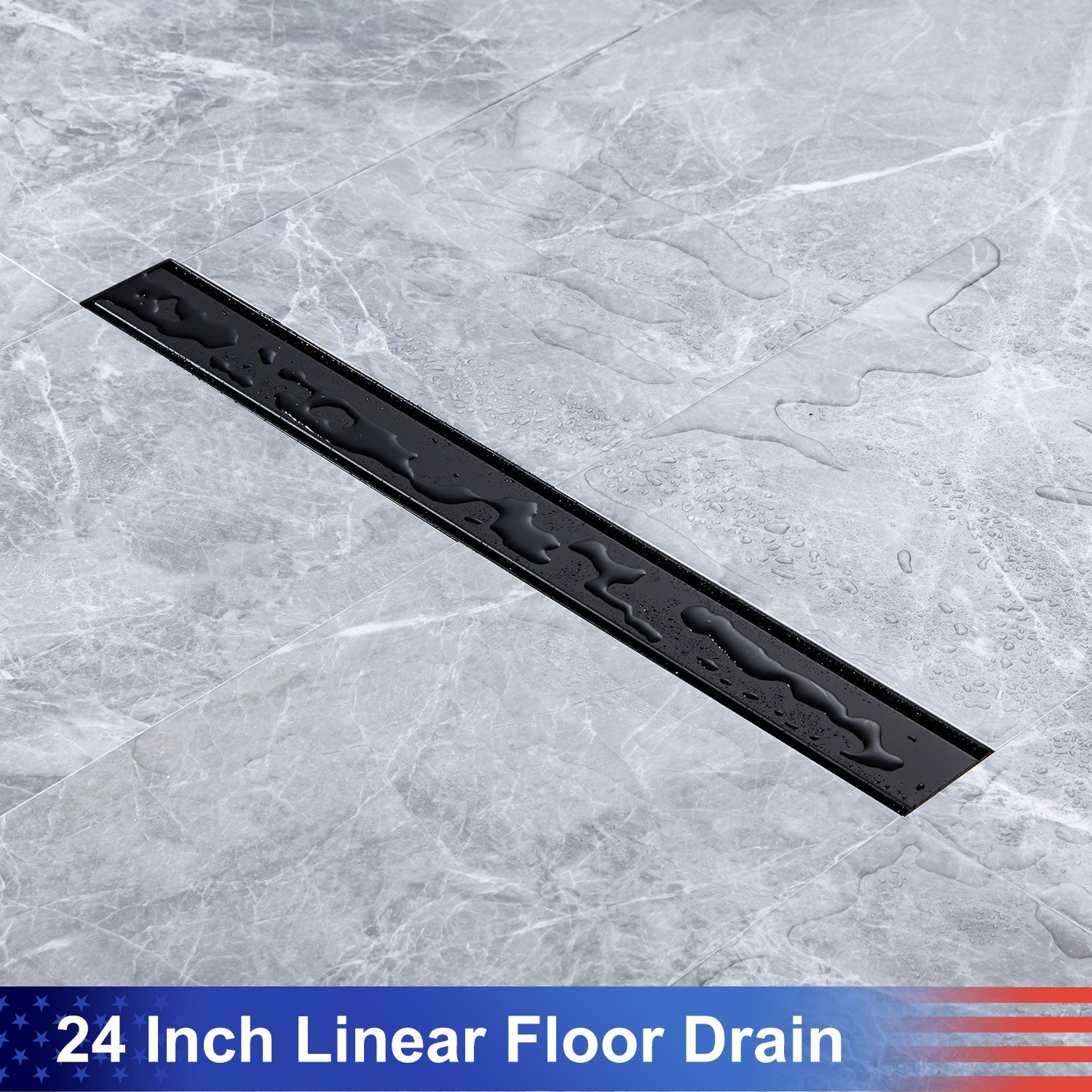 24" Linear Grid Shower Drain, Chrome