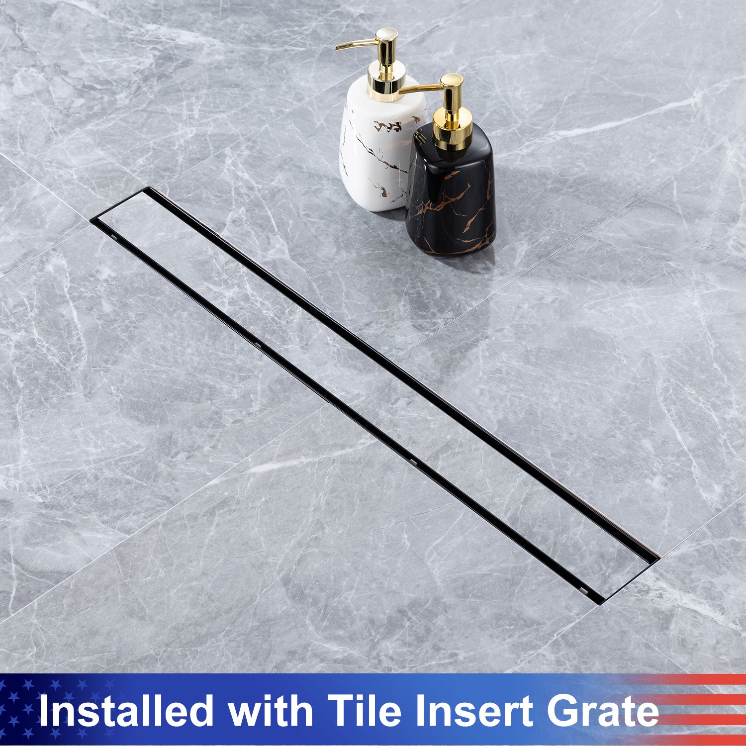 24" Linear Grid Shower Drain, Chrome