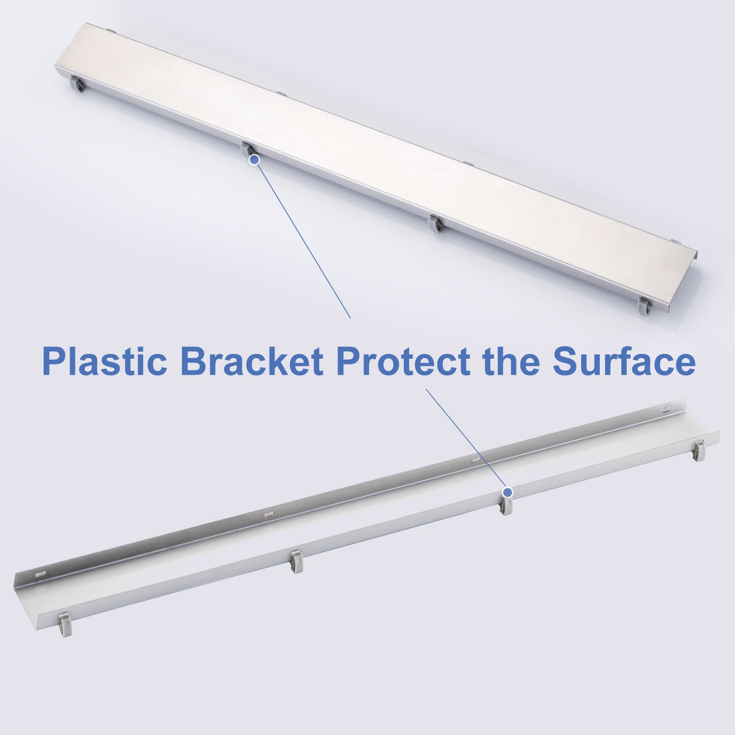24" Linear Grid Shower Drain, Chrome