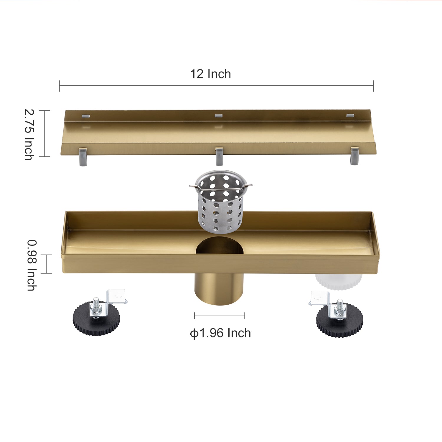 Drain de douche à grille linéaire de 12 po de largeur RX7001-12