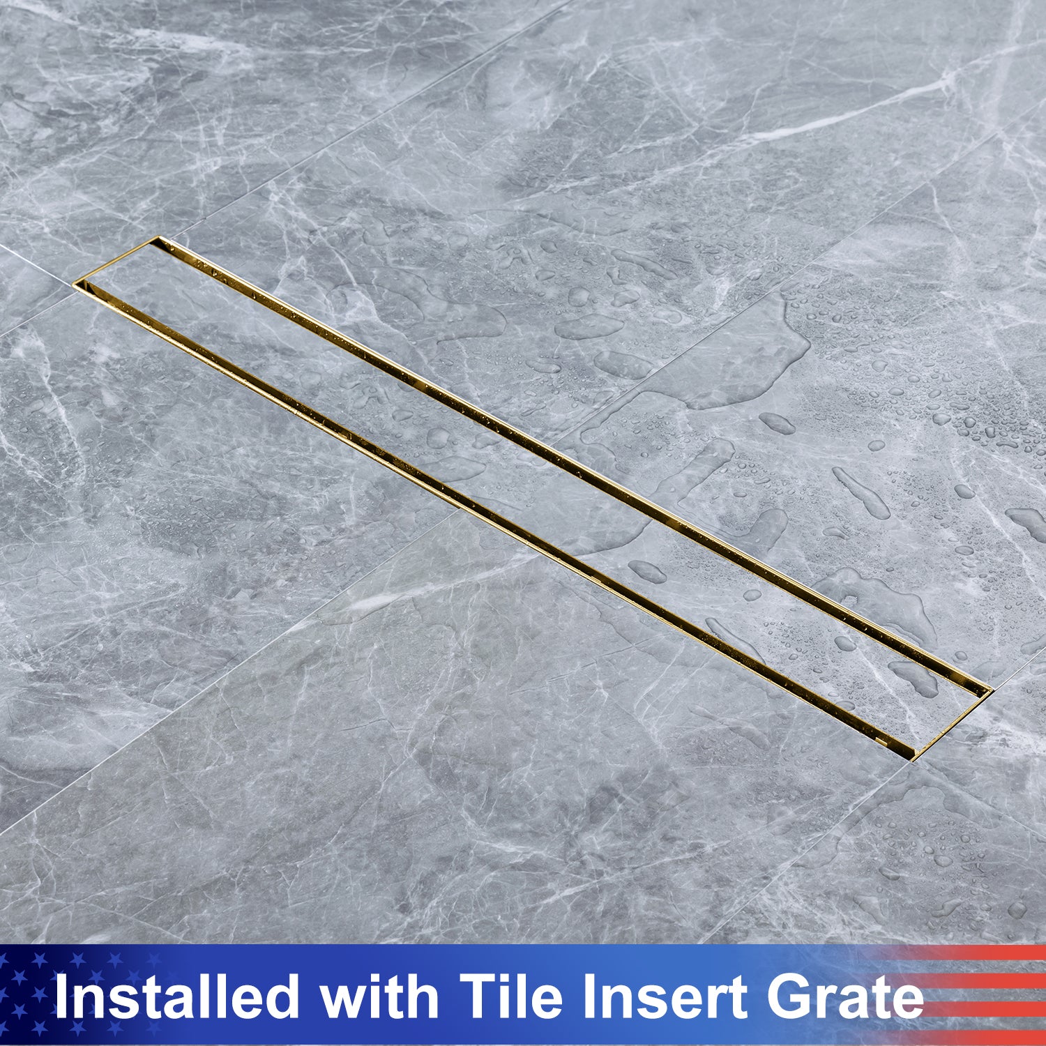 24" Linear Grid Shower Drain, Chrome