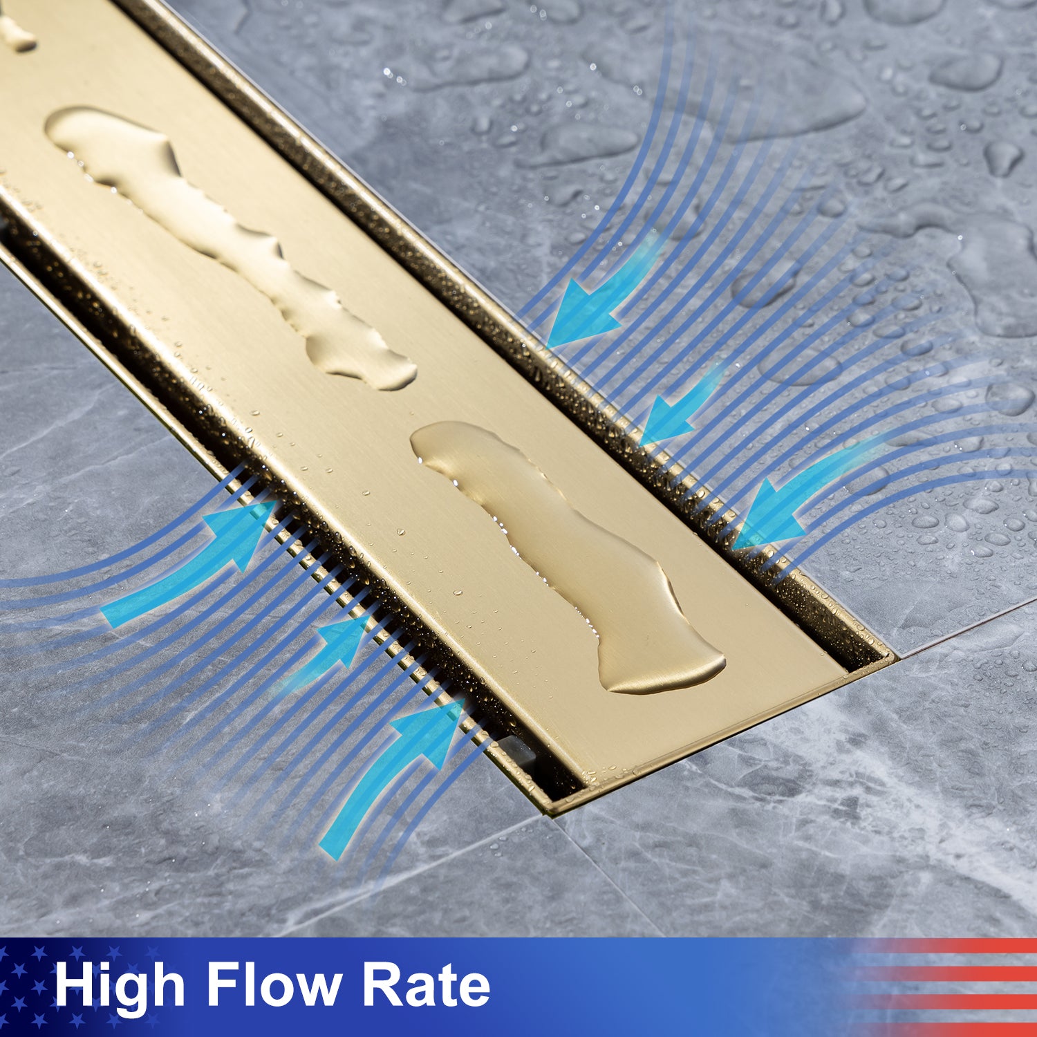 24" Linear Grid Shower Drain, Chrome