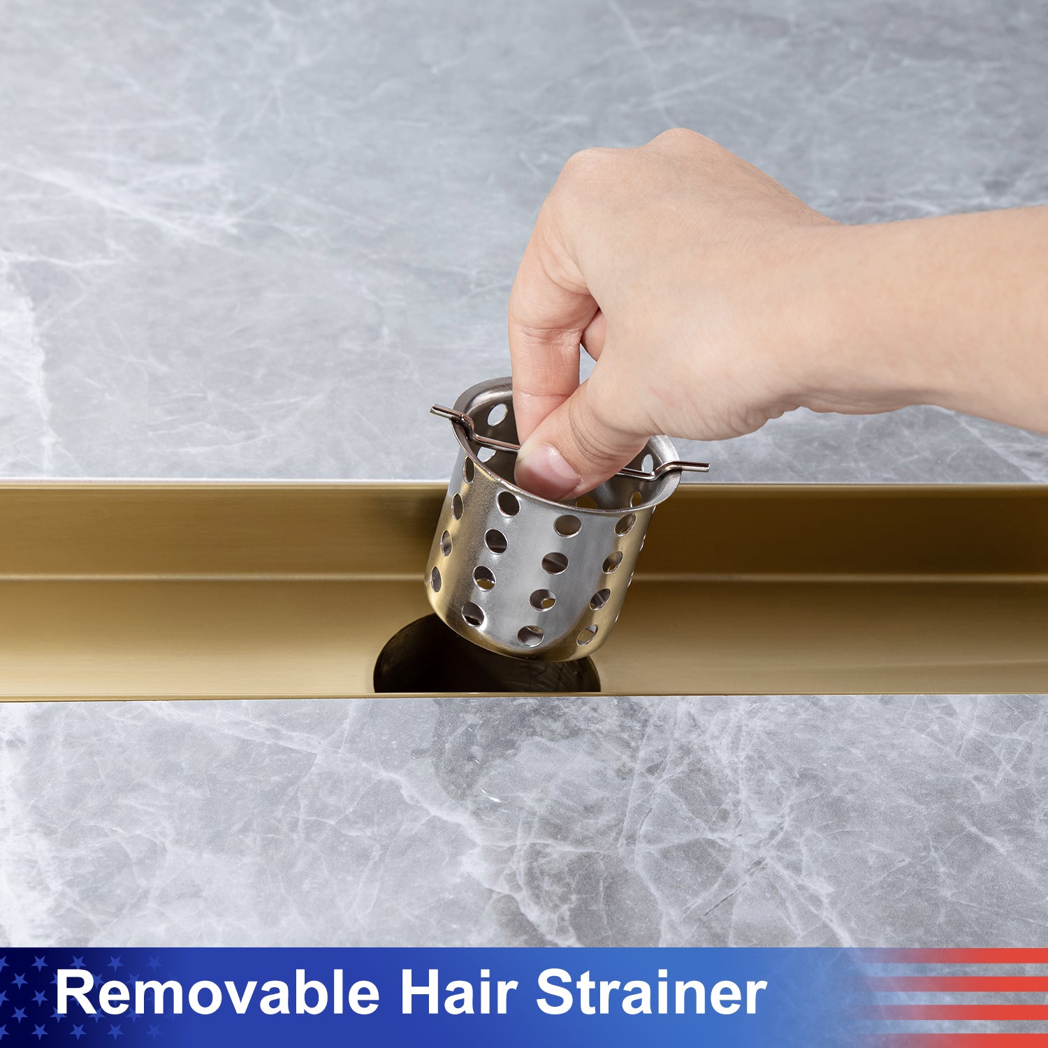 24" Linear Grid Shower Drain, Chrome