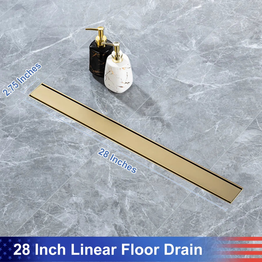 28" Linear Grid Shower Drain, Chrome