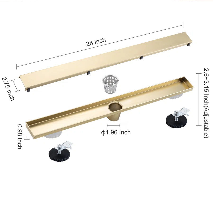 28" Linear Grid Shower Drain, Chrome