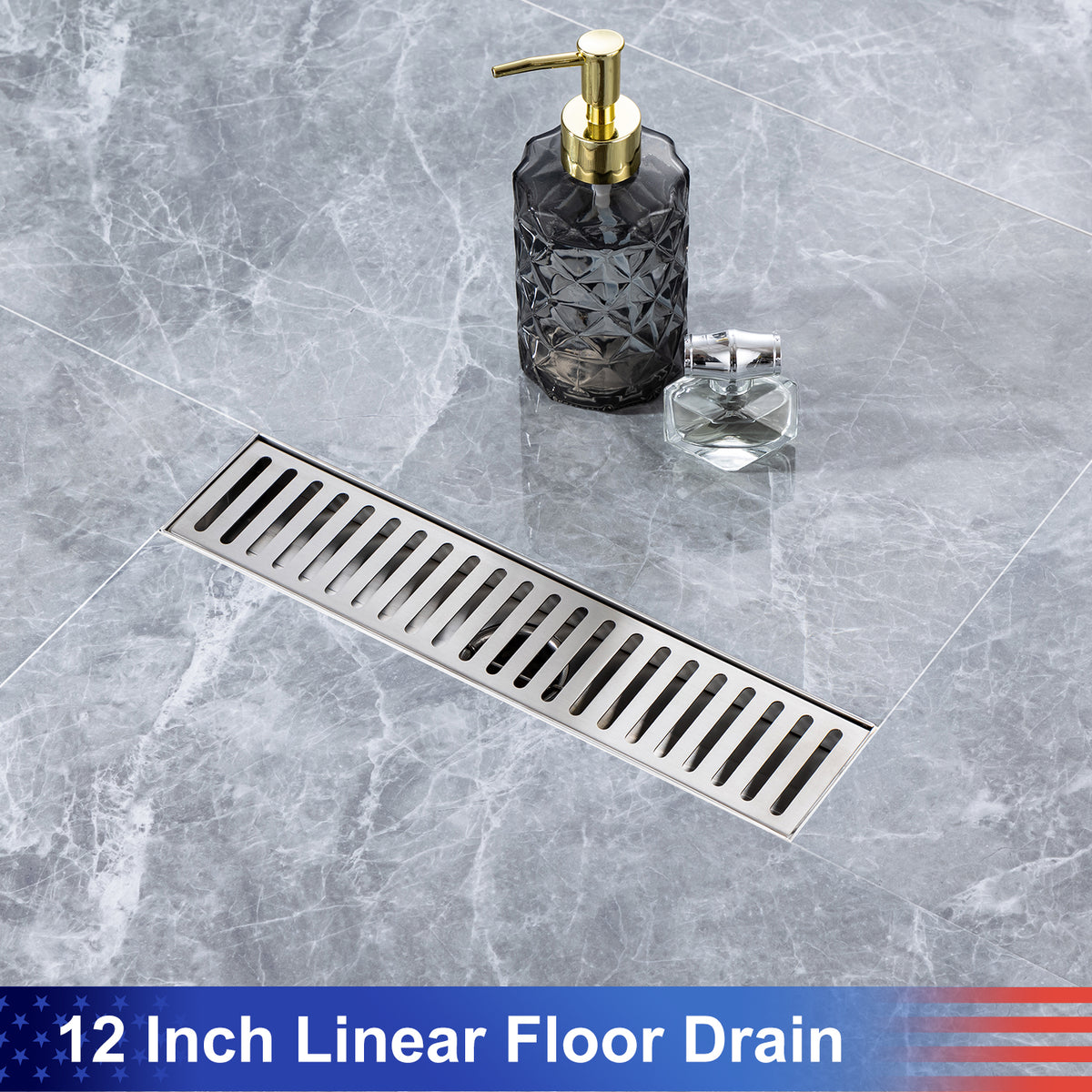 Drain de douche à grille linéaire de 12 po de largeur RX7002-12