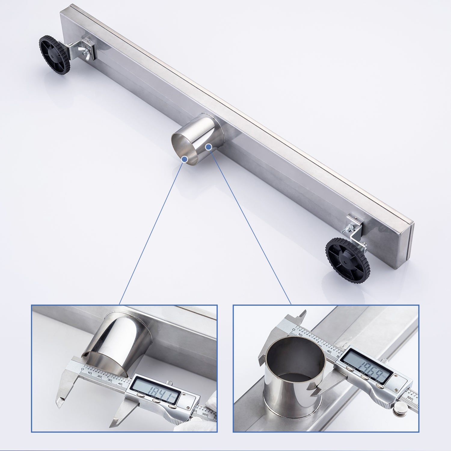 24" Linear Grid Shower Drain, Brushed Nickel