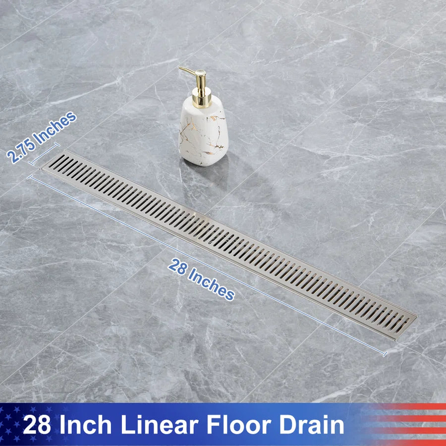 Drain de douche à grille linéaire de 28 po de largeur RX7002-28